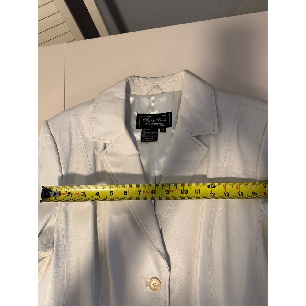 Terry Lewis Classic Luxuries Cream Leather Blazer Jacket Womens 1X Off White - Picture 15 of 16